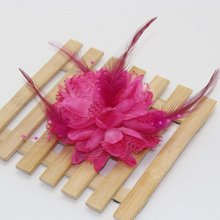 Factory wholesale new rice beads feather headdress headdress flower corsage wrist flower dance wear many optional