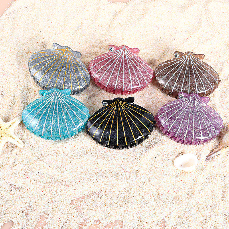 New style shell gripper simple point diamond high-grade hairpin niche shark clip creative sweet cool hot girl hair accessories wholesale