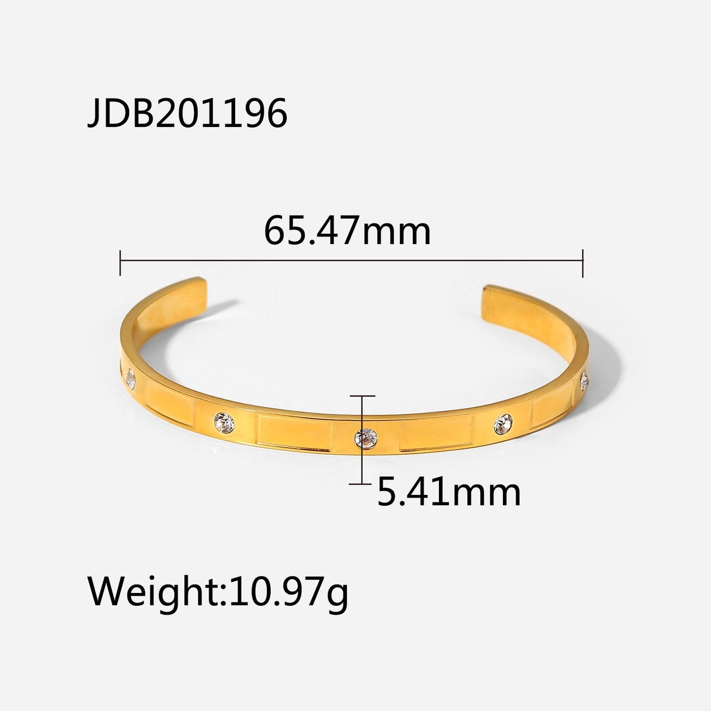 European and American INS Style Zircon Open Bracelet Bracelet Fashion Retro Style 18K Gold Electroplated Stainless Steel Bracelet for Women