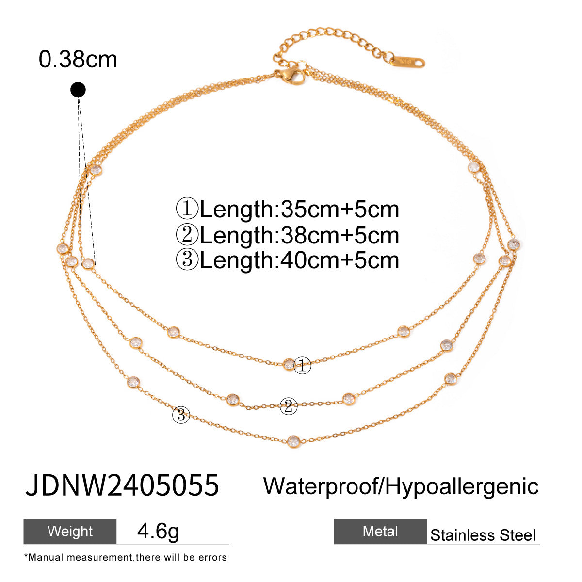 European and American three-layer stacking titanium steel necklace accessories women's light luxury high-end clavicle chain stainless steel jewelry cross-border