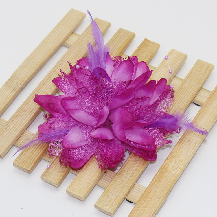 Factory wholesale new rice beads feather headdress headdress flower corsage wrist flower dance wear many optional