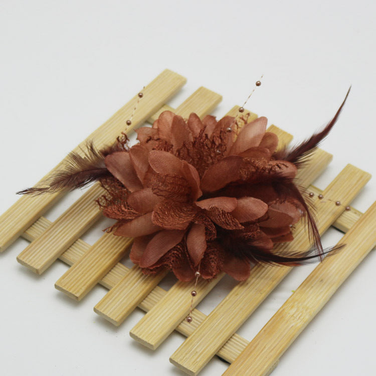 Factory wholesale new rice beads feather headdress headdress flower corsage wrist flower dance wear many optional