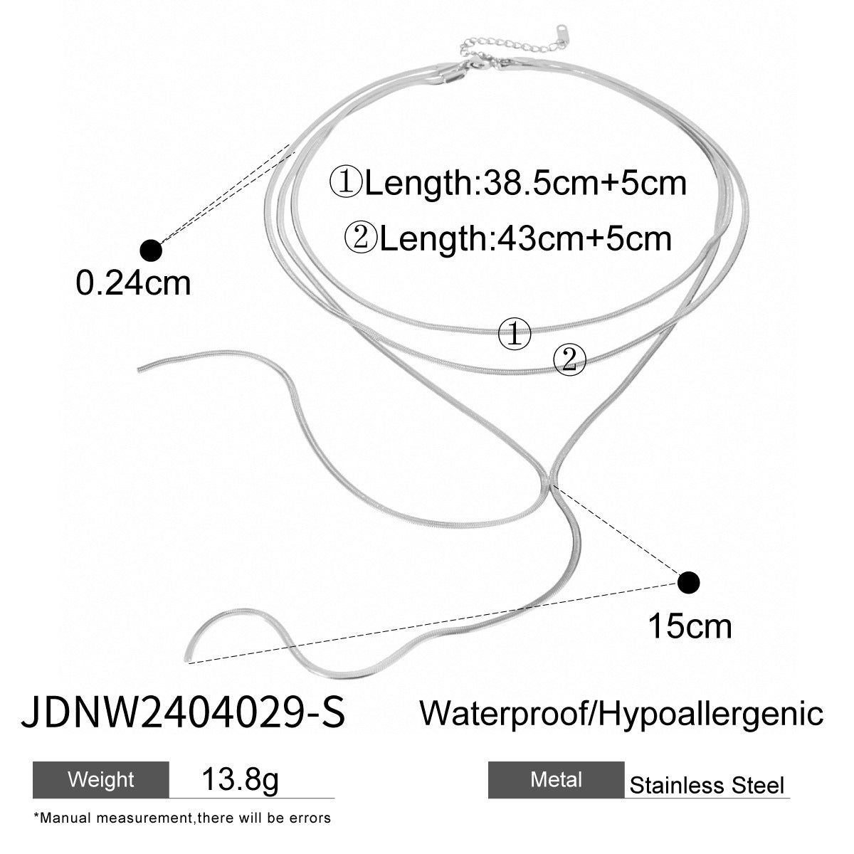 European and American three-layer stacking titanium steel necklace accessories women's light luxury high-end clavicle chain stainless steel jewelry cross-border