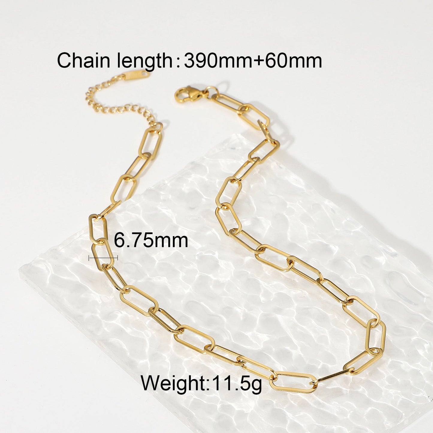 European and American style punk hip hop paper clip chain necklace jewelry vacuum plating 18K gold stainless steel collar ladies