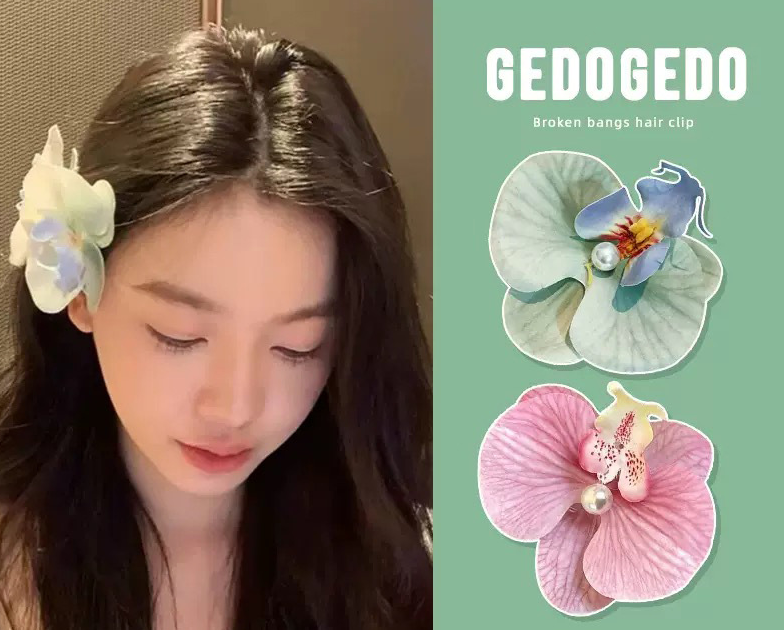 Fairy ~ Phalaenopsis Hairpin Female Korean Flower Side Clip Photo Atmosphere Bangs Broken Hairpin Flower Headwear