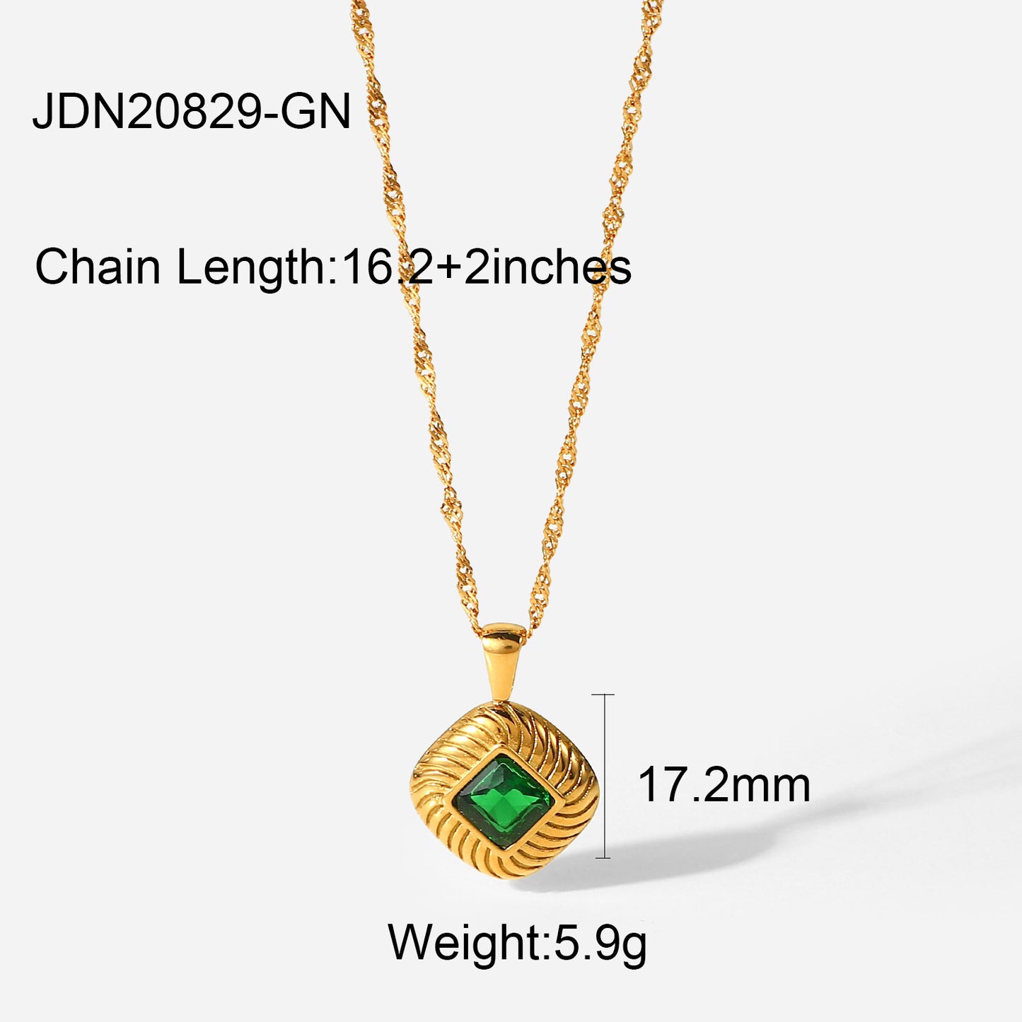 European and American fashion retro style green zircon series necklace earrings bracelet ring temperament ladies stainless steel jewelry