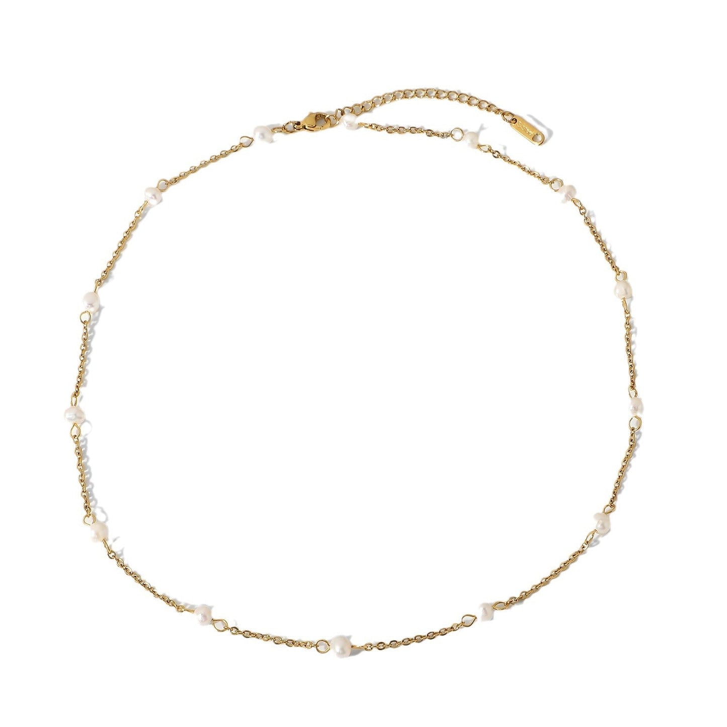 Europe and the United States INS net red new pearl necklace 18K gold plated stainless steel chain natural freshwater pearl neck chain women