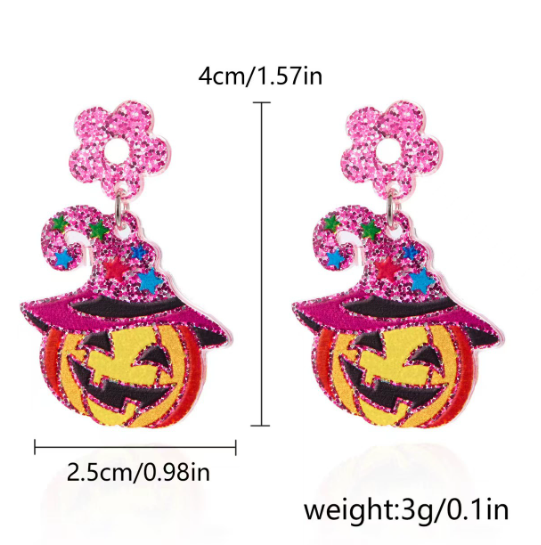 Halloween earrings women's creative Halloween pumpkin head ghost pendant acrylic earrings