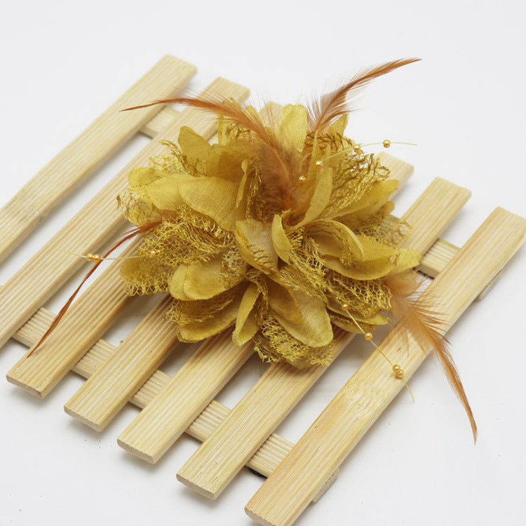 Factory wholesale new rice beads feather headdress headdress flower corsage wrist flower dance wear many optional