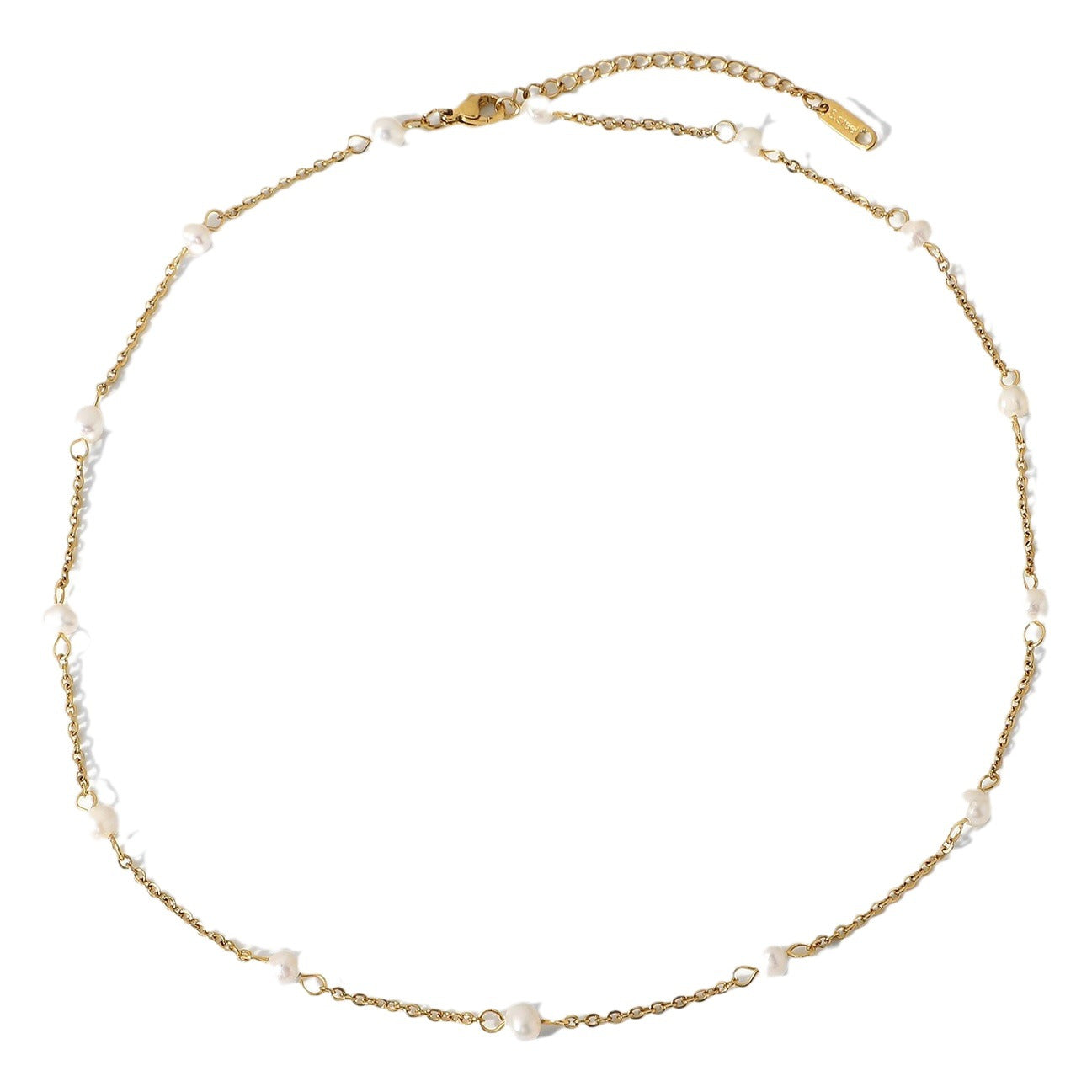 Europe and the United States INS net red new pearl necklace 18K gold plated stainless steel chain natural freshwater pearl neck chain women