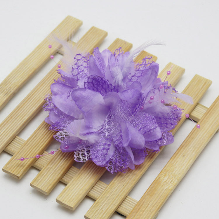 Factory wholesale new rice beads feather headdress headdress flower corsage wrist flower dance wear many optional