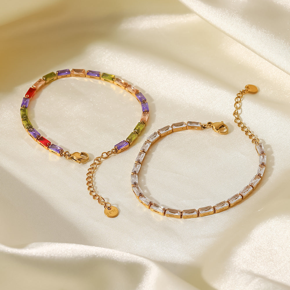 INS style women's new titanium steel bracelet 18K gold stainless steel inlaid zircon bracelet fashion all-match bracelet jewelry