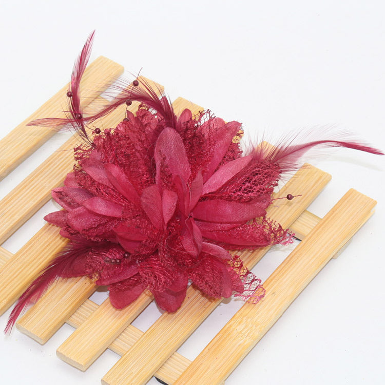 Factory wholesale new rice beads feather headdress headdress flower corsage wrist flower dance wear many optional