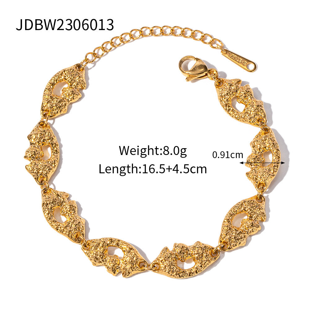 European and American Cross-border Jewelry 18k Gold Stainless Steel Wide Face Bracelet High-grade Ins Bracelet Titanium Steel Open Bracelet