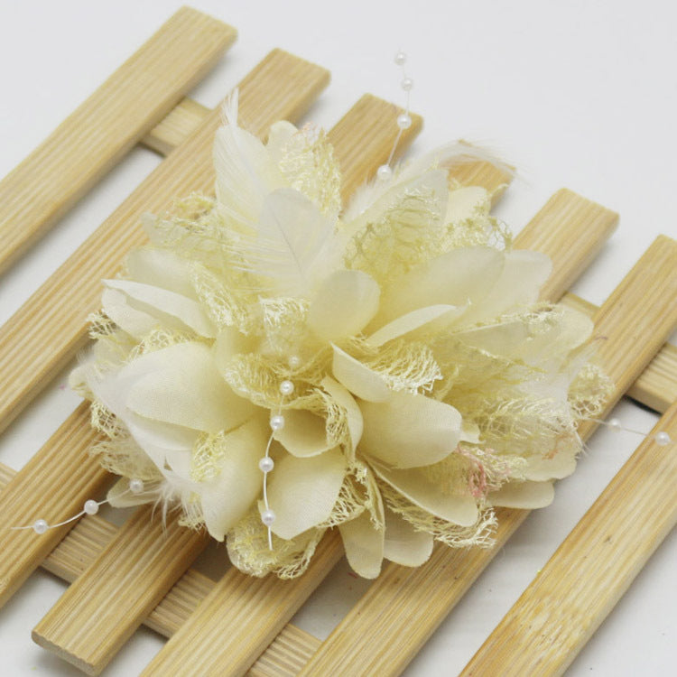 Factory wholesale new rice beads feather headdress headdress flower corsage wrist flower dance wear many optional