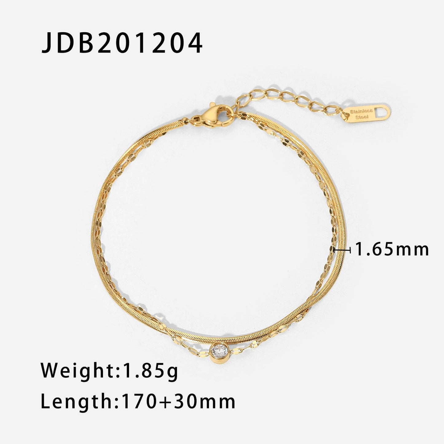 European and American style stainless steel zircon bracelet high-grade INS double-layer bracelet titanium steel snake bone chain bracelet jewelry