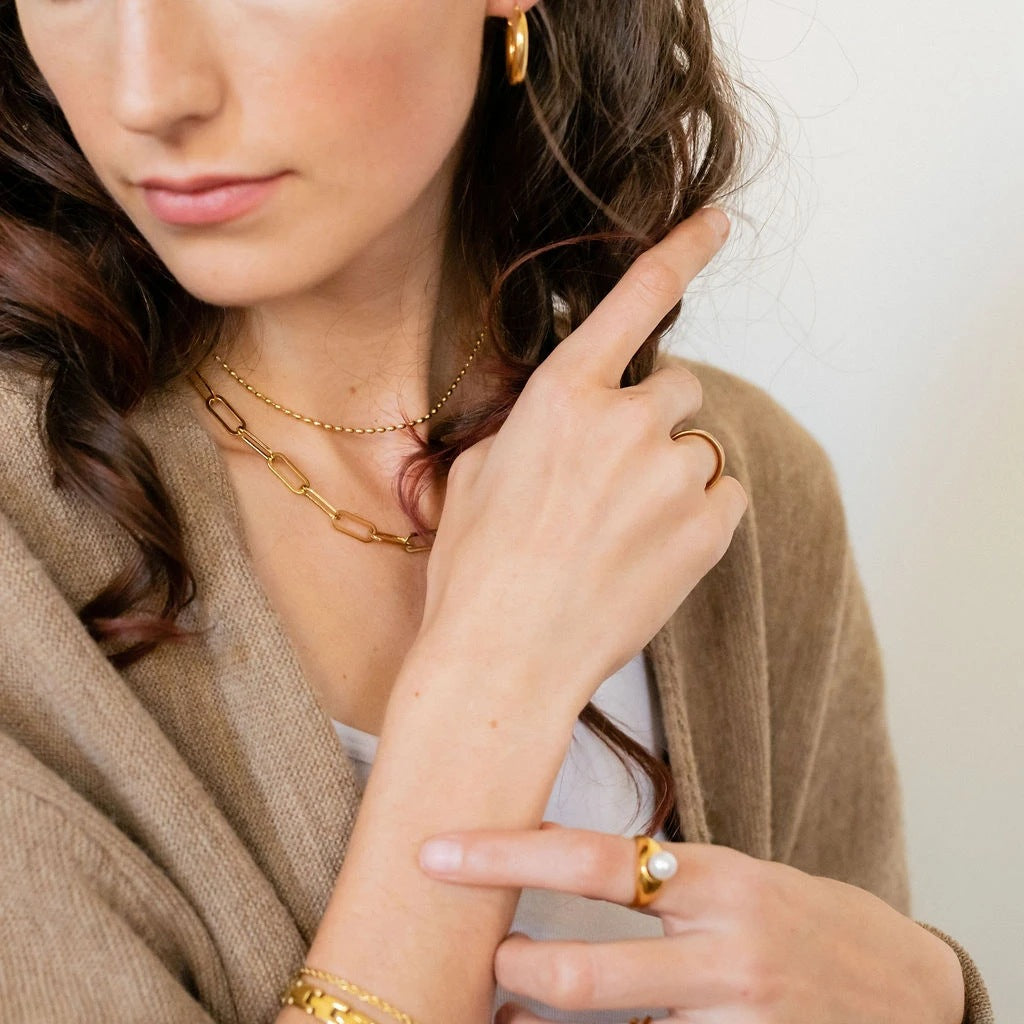 European and American style punk hip hop paper clip chain necklace jewelry vacuum plating 18K gold stainless steel collar ladies