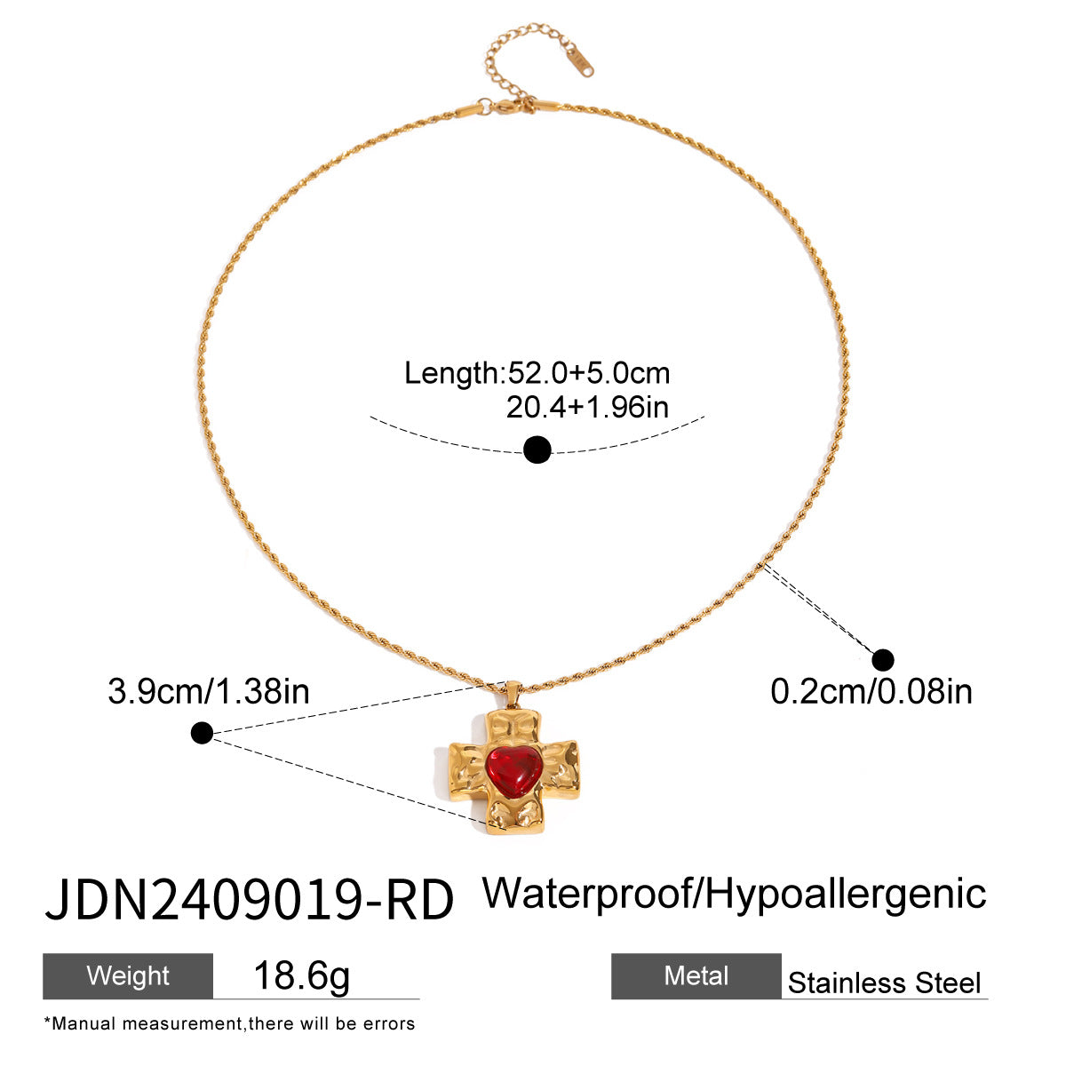 European and American Stainless Steel Cross Pendant Necklace Zircon Natural Stone Clavicle Chain Titanium Steel Neck Chain Jewelry Cross Border