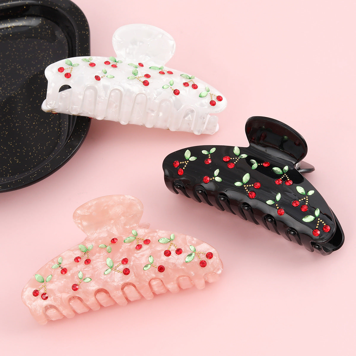 Cute temperament color matching small fresh acetic acid grip crystal candy shark clip diamond light yarn hair grip new hair accessories