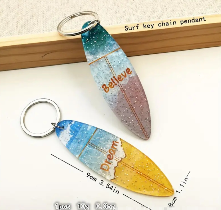 Personalized Cute Surfboard Acrylic Keychain Souvenir Gift Custom UV Printing Transparent Acrylic Keychain
