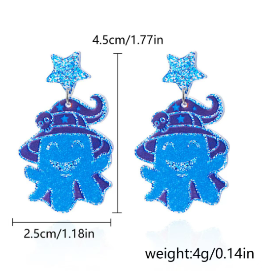 Halloween earrings women's creative Halloween pumpkin head ghost pendant acrylic earrings