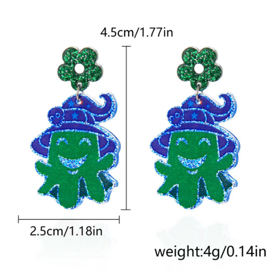 Halloween earrings women's creative Halloween pumpkin head ghost pendant acrylic earrings