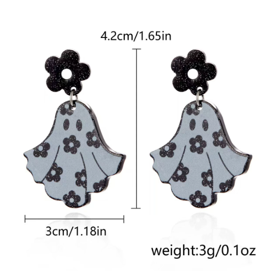 Halloween earrings women's creative Halloween pumpkin head ghost pendant acrylic earrings