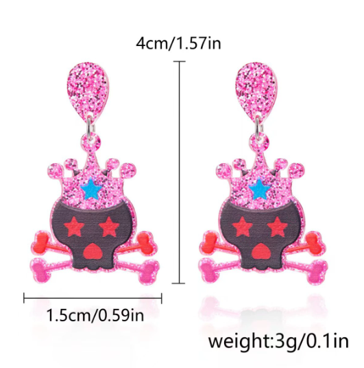 Halloween earrings women's creative Halloween pumpkin head ghost pendant acrylic earrings
