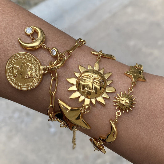 Europe and the United States 18k gold stainless steel star bracelet light luxury high-end jewelry does not fade titanium steel jewelry cross-border