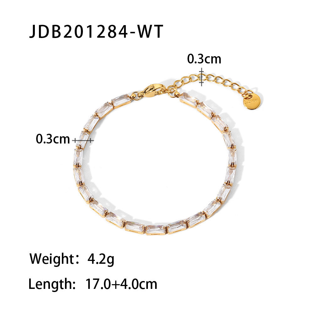 INS style women's new titanium steel bracelet 18K gold stainless steel inlaid zircon bracelet fashion all-match bracelet jewelry