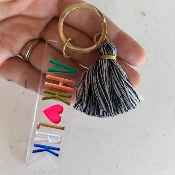 Personalized Teacher Gift, Customized Name Key Chain, Rainbow Color Key Chain, Gift for Her