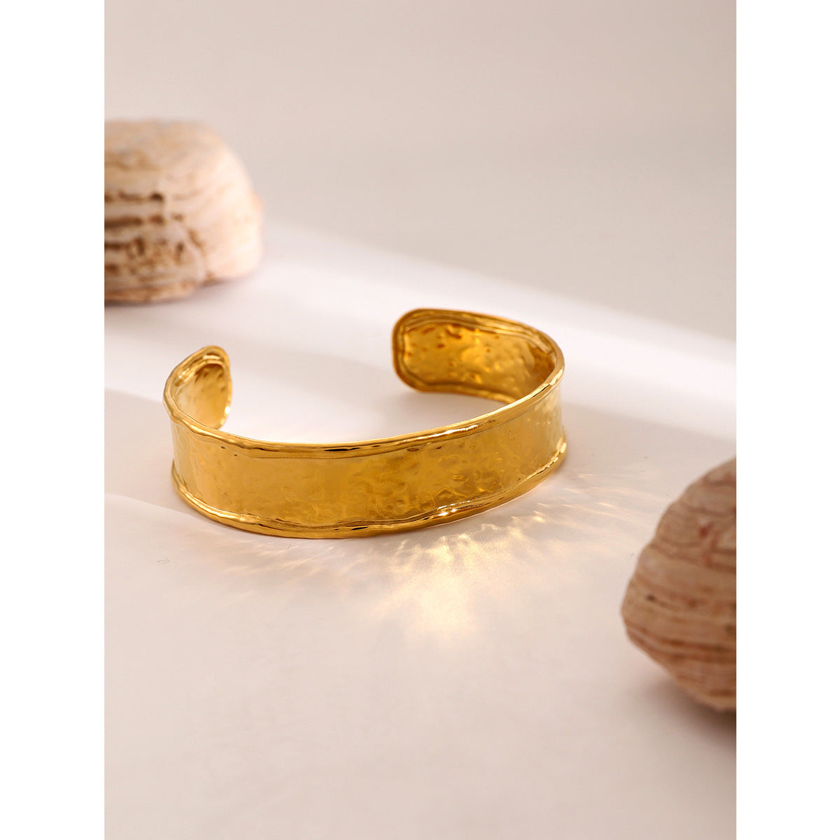 European and American Cross-border Jewelry 18k Gold Stainless Steel Wide Face Bracelet High-grade Ins Bracelet Titanium Steel Open Bracelet