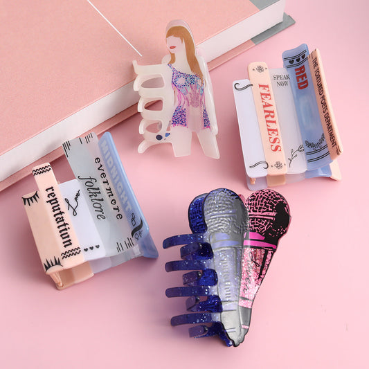New Fashion Design Album Hairpin High Sense Acetic Acid Hairpin Women's Hair Claw Personalized Hair Accessories Hairpin Shark Clip
