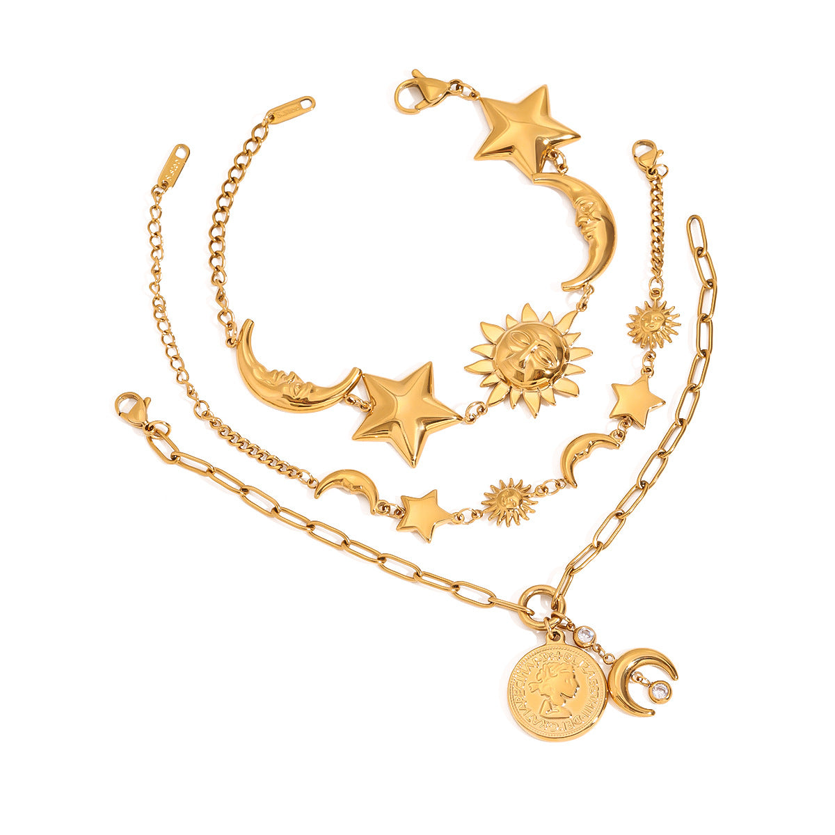 Europe and the United States 18k gold stainless steel star bracelet light luxury high-end jewelry does not fade titanium steel jewelry cross-border
