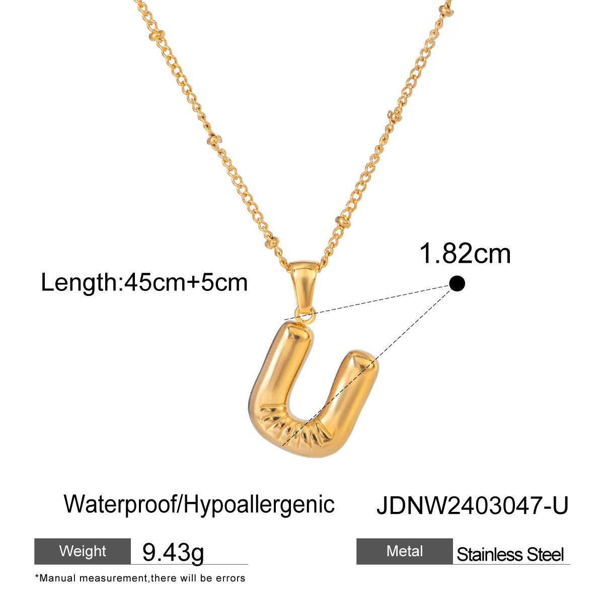European and American stainless steel letter necklace pendant high sense clavicle chain titanium steel jewelry cross-border necklace