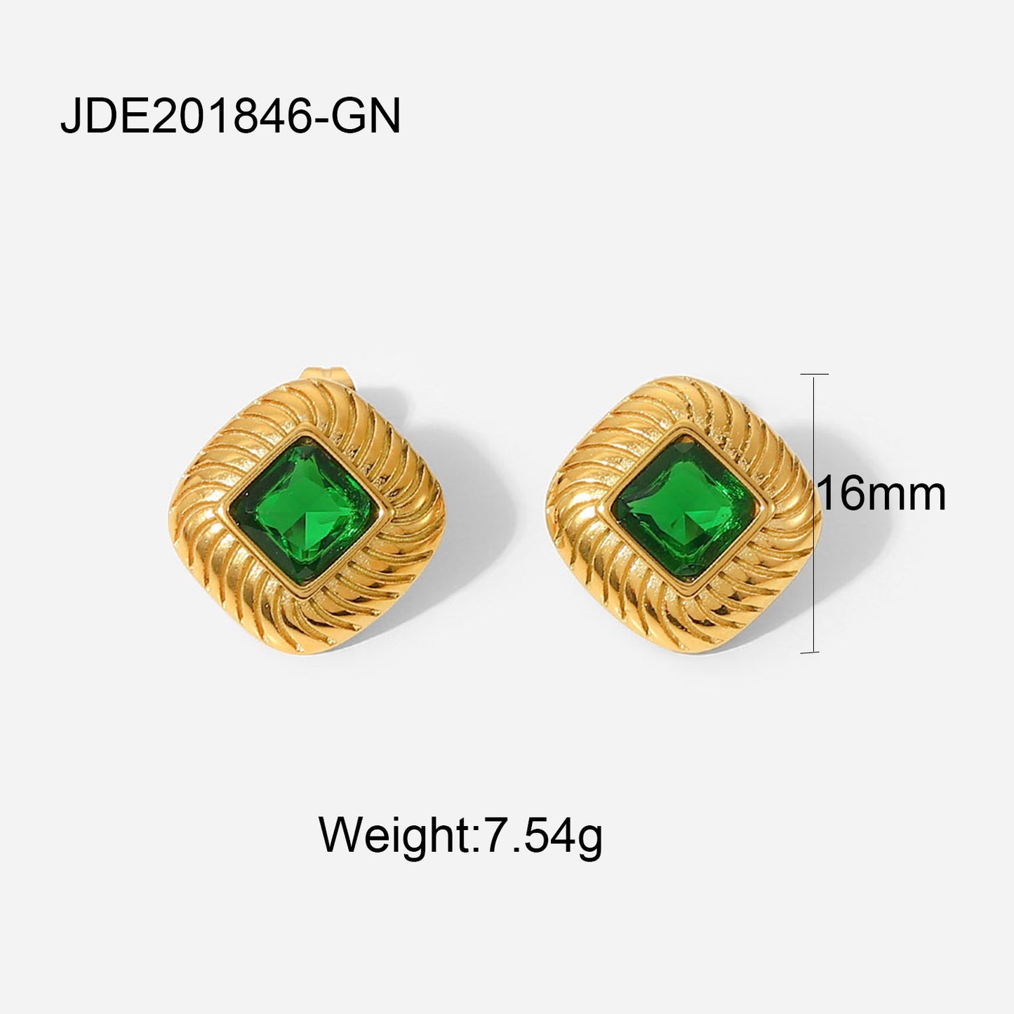 European and American fashion retro style green zircon series necklace earrings bracelet ring temperament ladies stainless steel jewelry