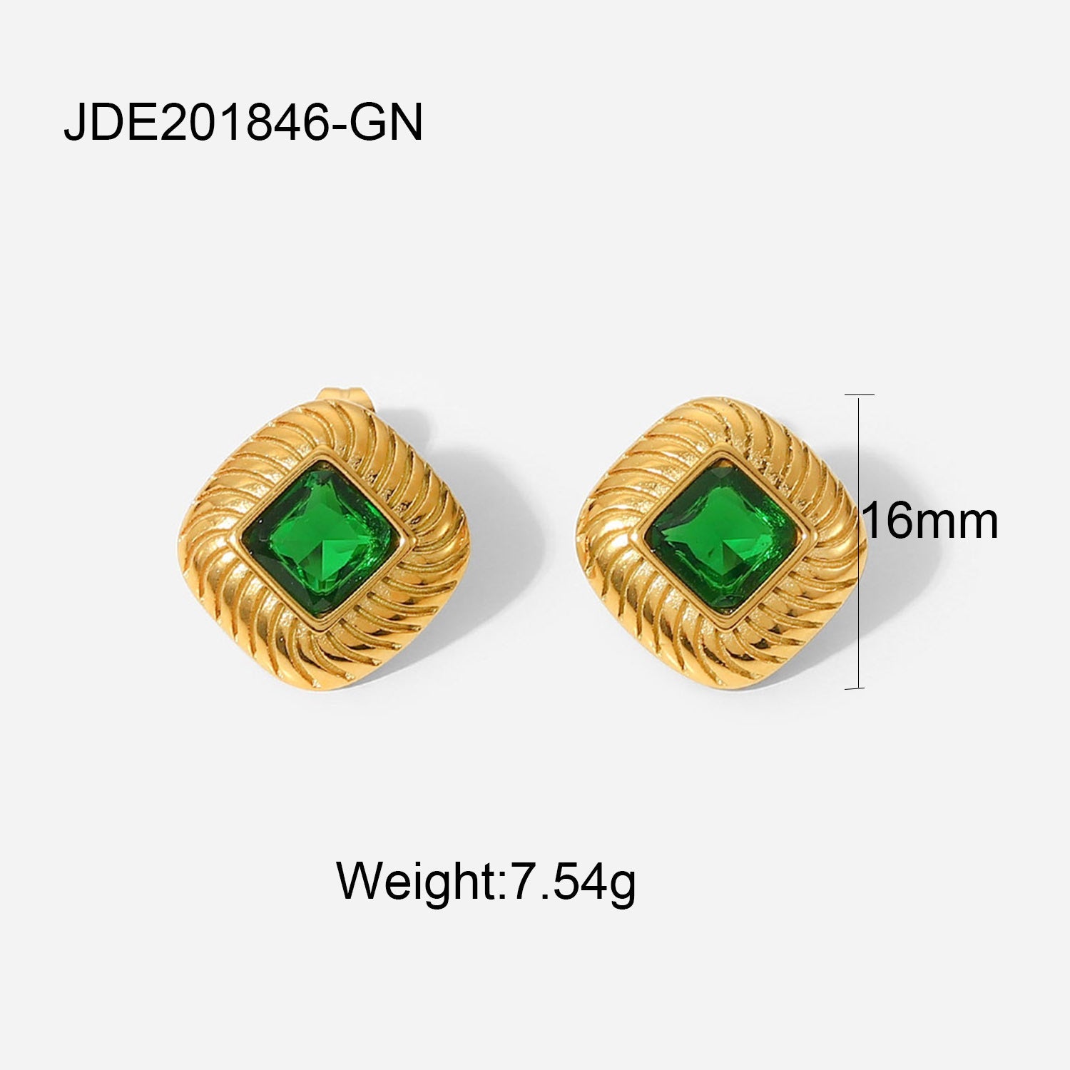 European and American fashion retro style green zircon series necklace earrings bracelet ring temperament ladies stainless steel jewelry