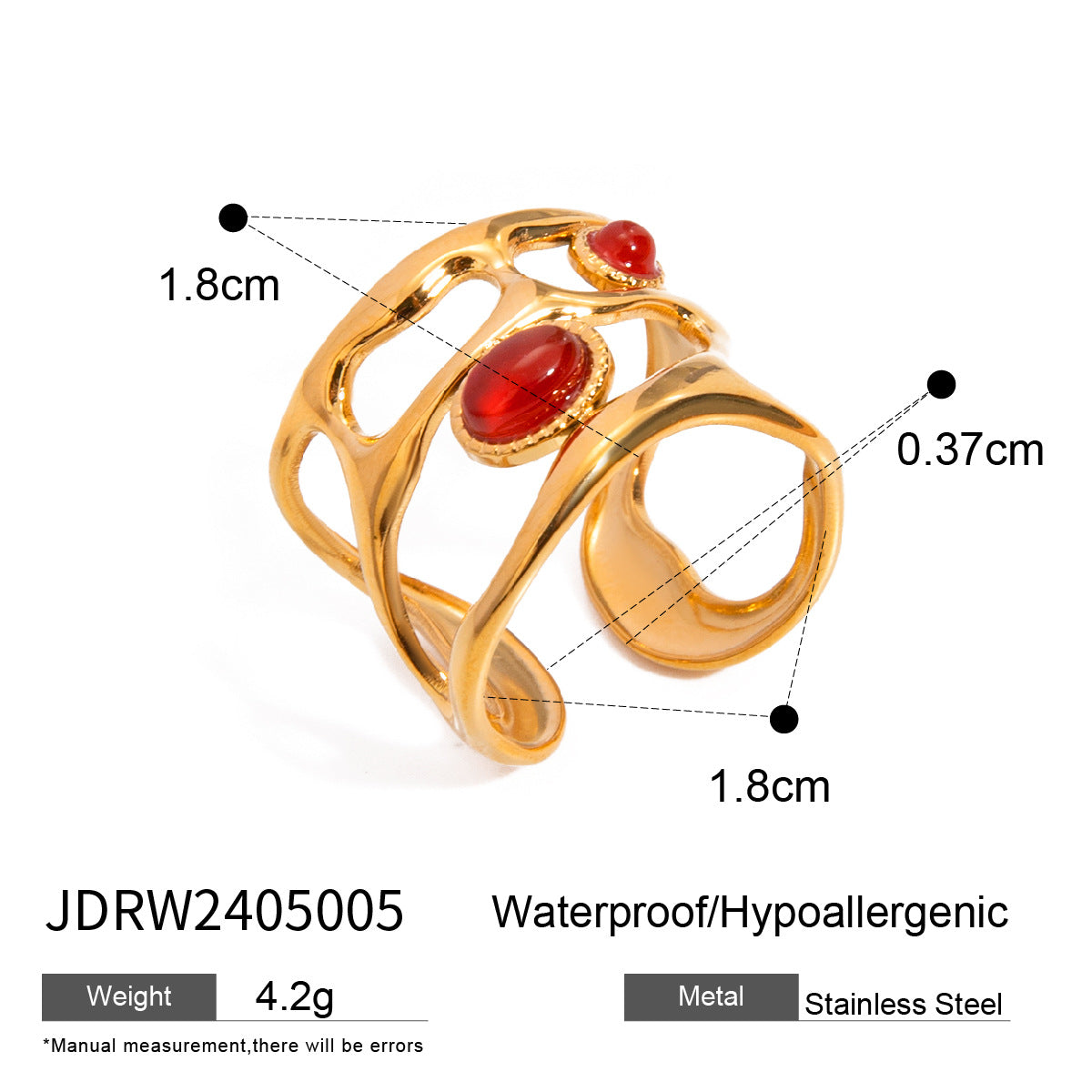European and American 18k Gold Stainless Steel Red Agate Love Necklace Advanced Pendant Earrings Niche Ins Wind Ring