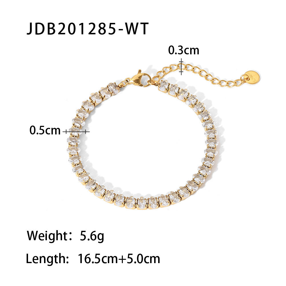 INS style women's new titanium steel bracelet 18K gold stainless steel inlaid zircon bracelet fashion all-match bracelet jewelry