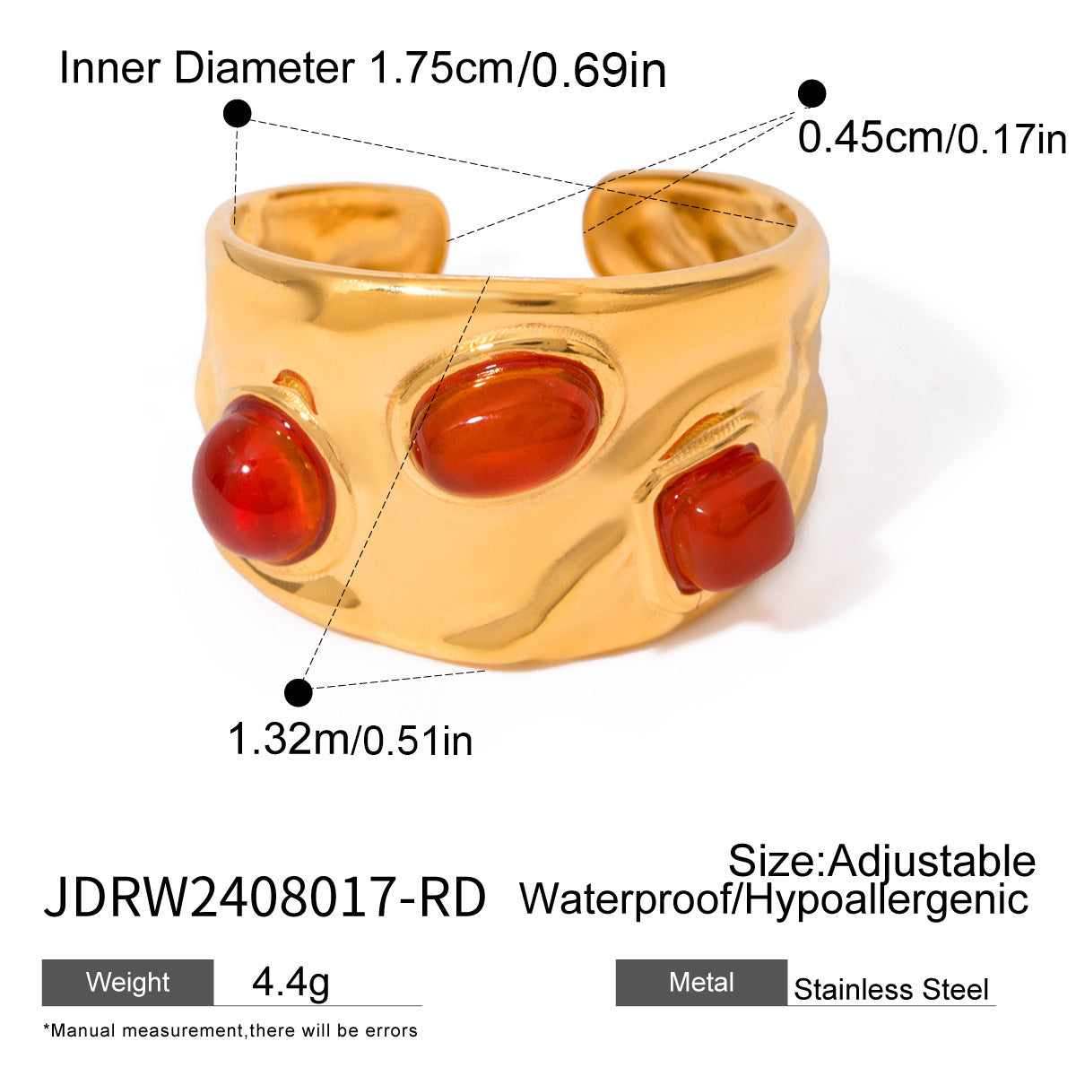 European and American 18k Gold Stainless Steel Red Agate Love Necklace Advanced Pendant Earrings Niche Ins Wind Ring