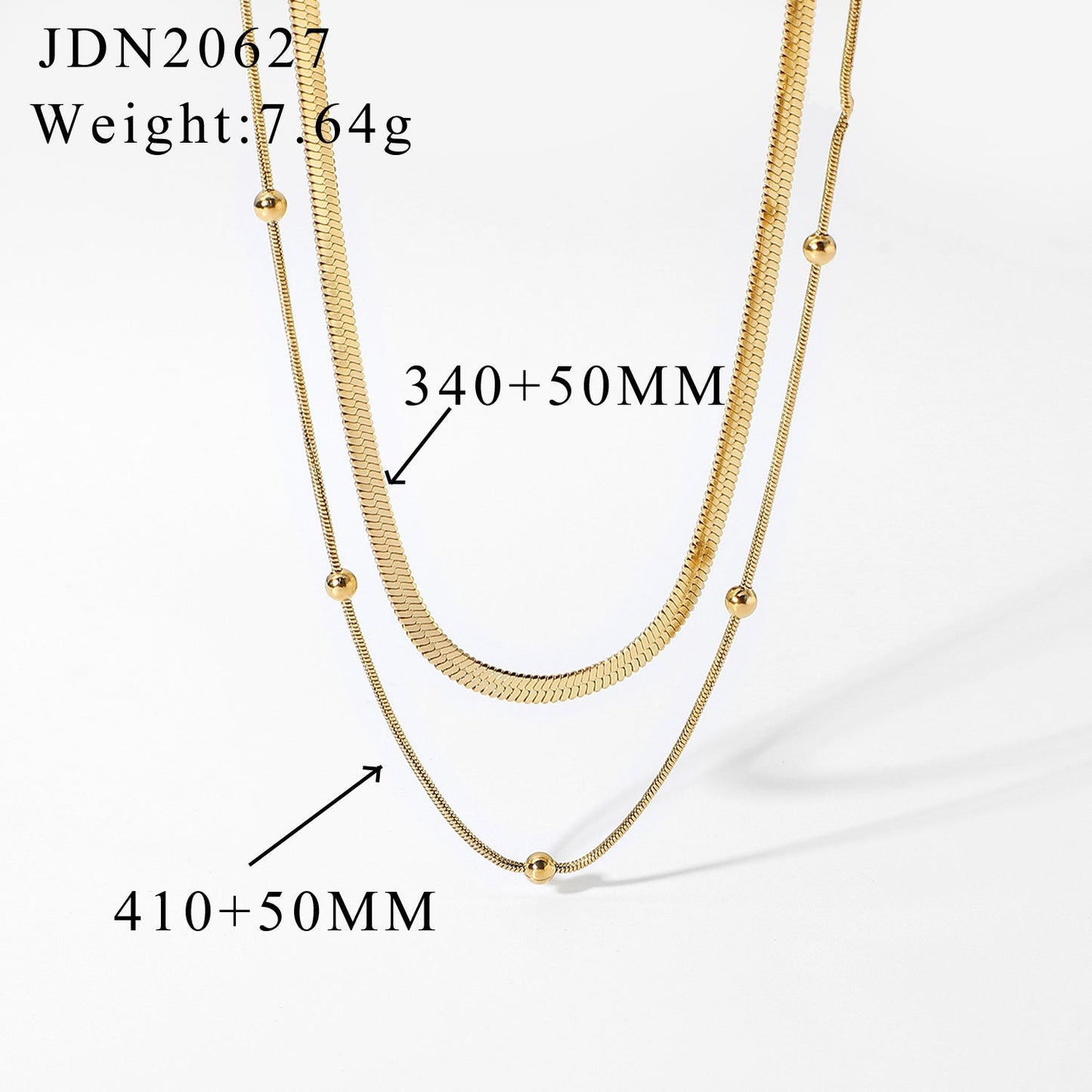 INS New Fashion Stacked Stainless Steel Collar Necklace 14K Gold Plated Ball Ball Chain Jewelry Snake Chain Necklace Women's
