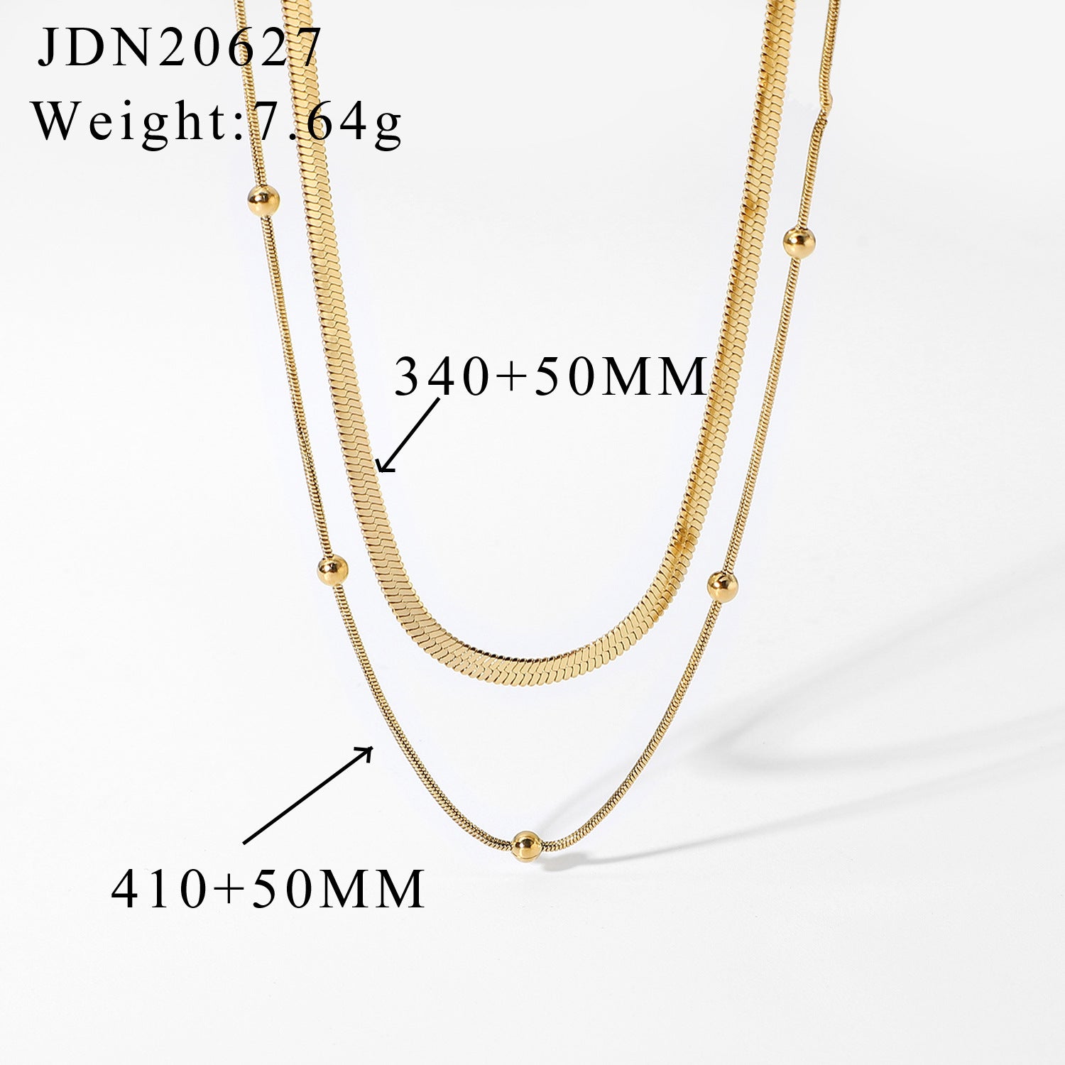 INS New Fashion Stacked Stainless Steel Collar Necklace 14K Gold Plated Ball Ball Chain Jewelry Snake Chain Necklace Women's
