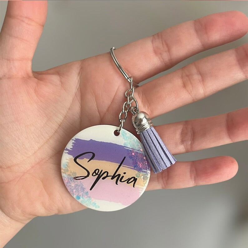 Personalized Resin Key Chain Sparkling Acrylic Key Chain Personalized Gift