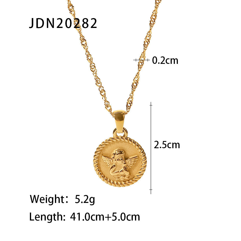 European and American three-layer stacking titanium steel necklace accessories women's light luxury high-end clavicle chain stainless steel jewelry cross-border