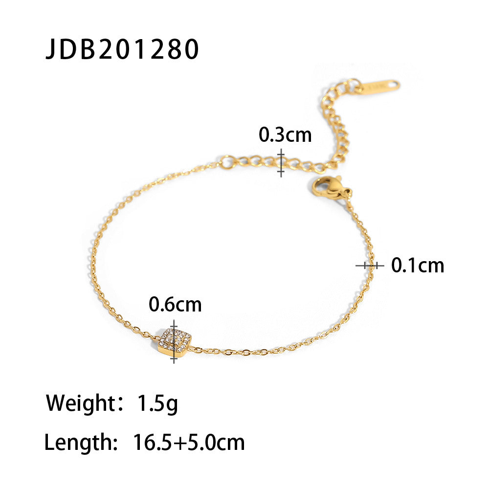 INS style women's new titanium steel bracelet 18K gold stainless steel inlaid zircon bracelet fashion all-match bracelet jewelry