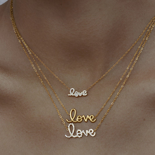 Europe and the United States stainless steel letter necklace high sense diamond clavicle chain titanium steel jewelry cross-border necklace