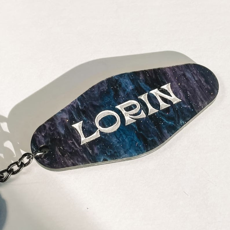 Personalized French Key Chain Glitter Key Chain Retro Motel Key Chain