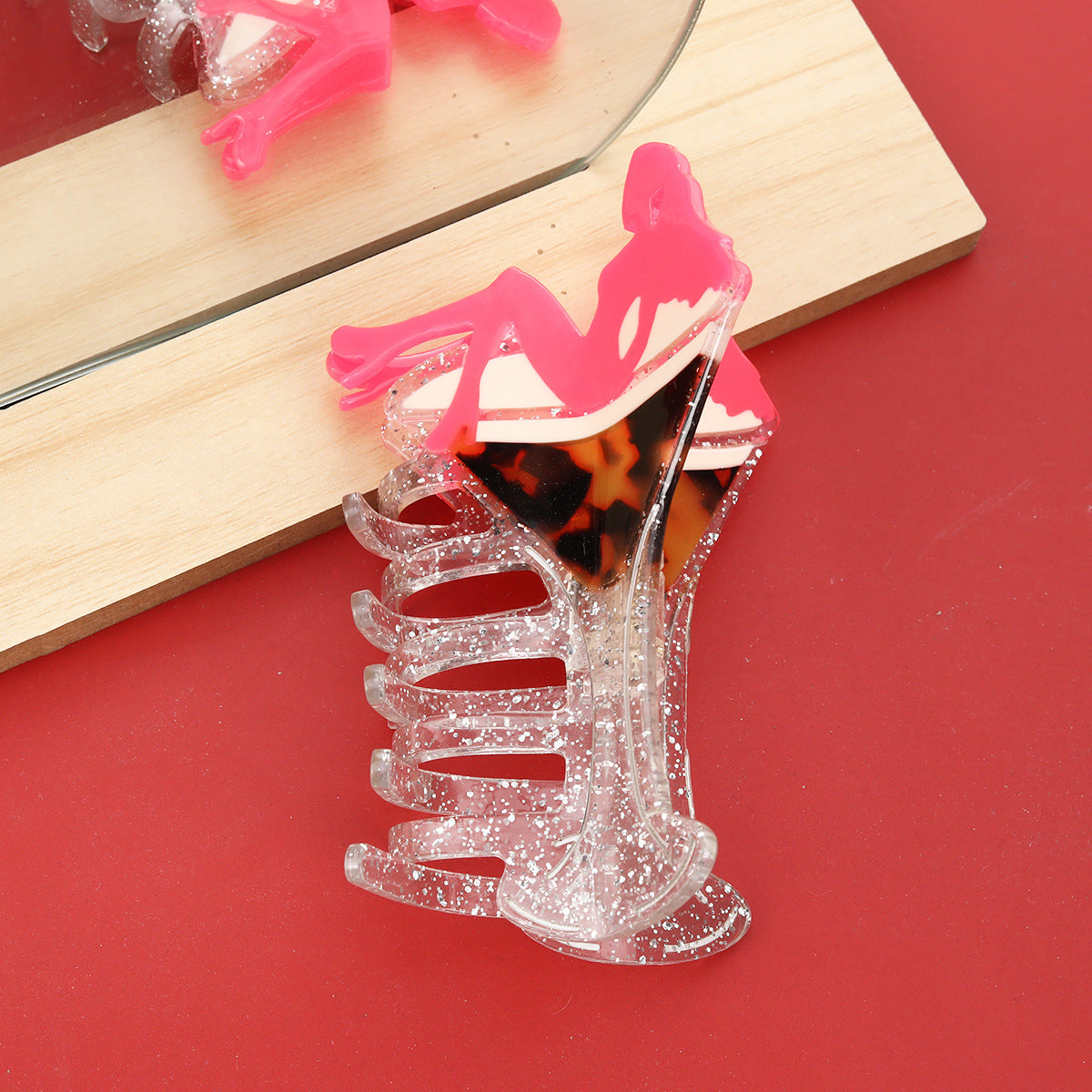 Nightclub Design High Sexy Acetic Acid Stitching Hairpin Mature Women's Hair Grab Clip Shark Clip Headwear