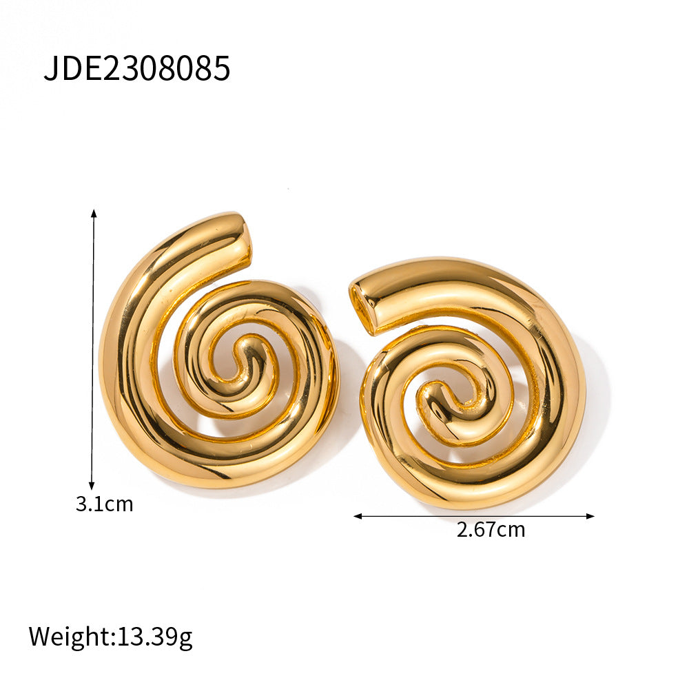 European and American stainless steel conch necklace pearl earrings high sense zircon earrings titanium steel ring cross-border jewelry