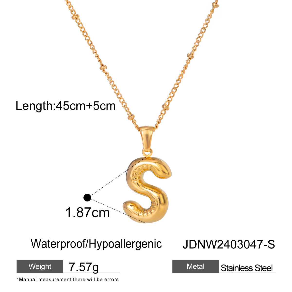 European and American stainless steel letter necklace pendant high sense clavicle chain titanium steel jewelry cross-border necklace